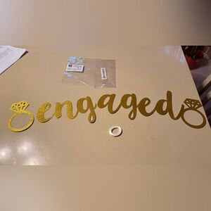 Gold Glitter 'Engaged' Banner